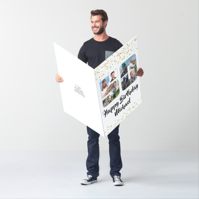 50th Birthday Number 50 Photo Collage 9 Pictures Card (In Situ)