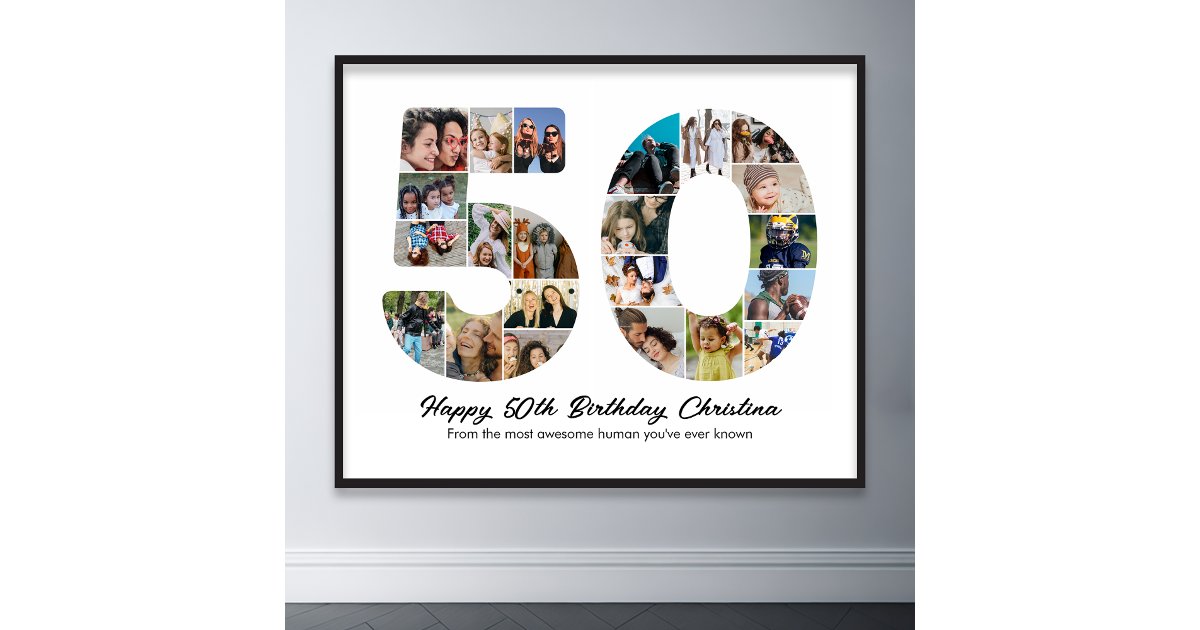 50th Birthday Number 50 Photo Collage Anniversary Poster | Zazzle