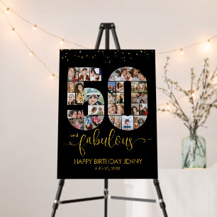 50th Birthday Number 50 Photo Collage Black Foam Board