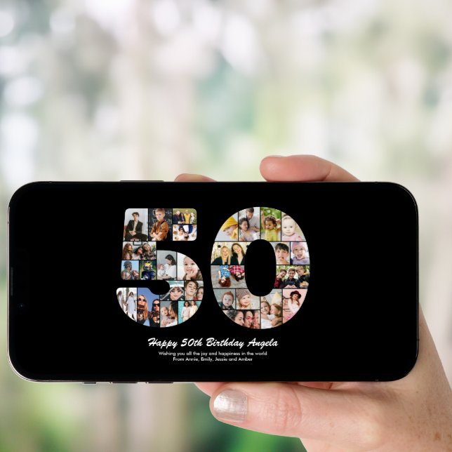 50th Birthday Number 50 Photo Collage Gift Poster (Front Digital)