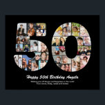 50th Birthday Number 50 Photo Collage Gift Poster<br><div class="desc">Mark years of wonderful memories and adventures with this captivating 50th Birthday Number Photo Collage. This customizable template is the perfect blend of creativity and sentiment, allowing you to create a truly memorable and personalized gift for your loved one's special day. Capture the essence of incredible years in a single...</div>