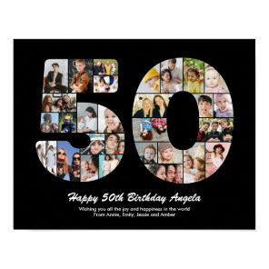 50th Birthday Number 50 Photo Collage Gift Poster