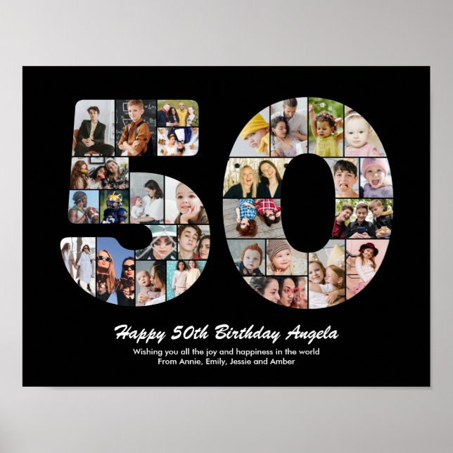 50th Birthday Number 50 Photo Collage Gift Poster (Front)