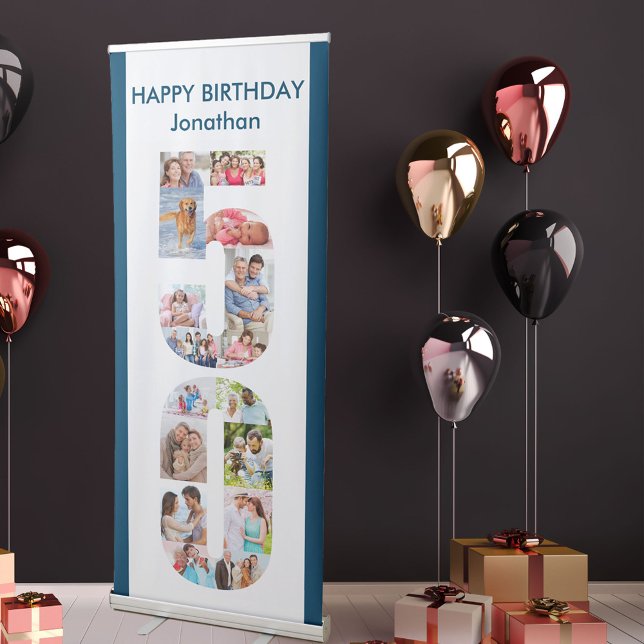 50th Birthday Number 50 Photo Collage Retractable Banner (Creator Uploaded)