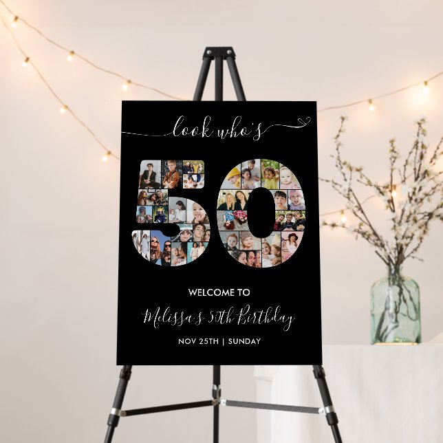 50th Birthday Number 50 Photo Collage Welcome Foam Board (In Situ (Stand))