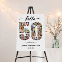 50th Birthday Number 50 Photo Collage White