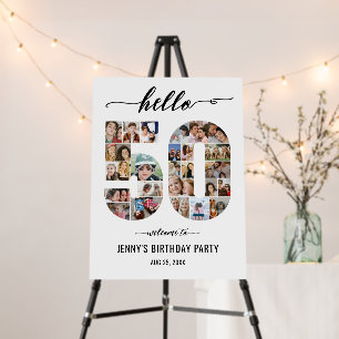 50th Birthday Number 50 Photo Collage White Foam Board