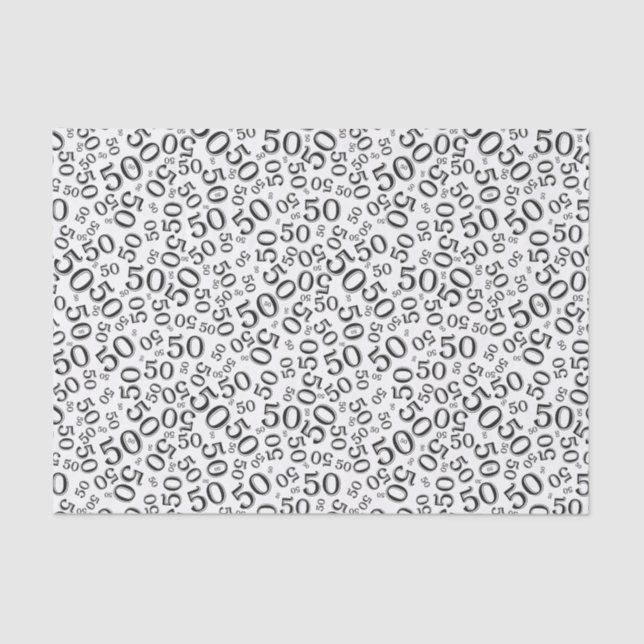 50th Birthday Number Pattern Black and White Tissue Paper (Front)