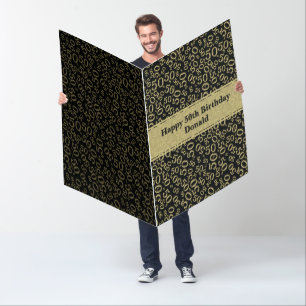50th Birthday Number Pattern Black/Gold Jumbo Card
