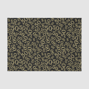 50th Birthday Number Pattern Gold and Black Tissue Paper