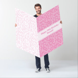 50th Birthday Number Pattern Pink/White Jumbo Card