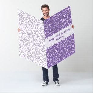 50th Birthday Number Pattern Purple/White Jumbo Card