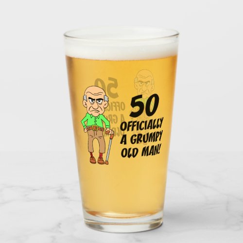 50th Birthday Officially Grumpy Old Man Glass