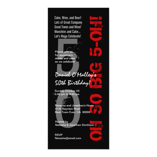 50th Birthday Oh So Big 5 Oh Red Black Tall W1483 Card