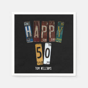 50th Birthday old license plate collection Napkins