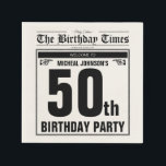 50th Birthday Old Newspaper Vintage Funny Custom Napkins<br><div class="desc">50th Birthday Old Newspaper Vintage Funny Custom Napkins. A cool and humorous birthday design that looks like a vintage newspaper!  It is customizable and can be used for any age birthday party! Need help with this design template? Contact the design by clicking on the 'Message' button below.</div>