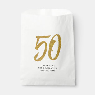 50th birthday or anniversary black and gold custom favor bag