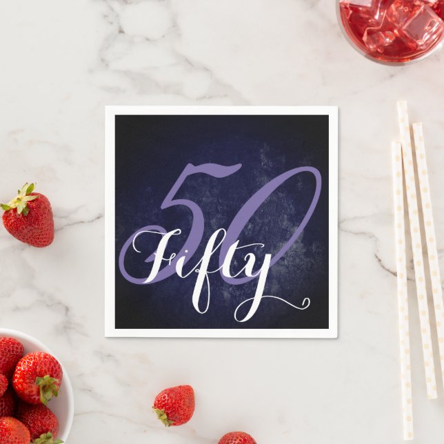 50th Birthday or Anniversary | Purple and White Napkins (Insitu)