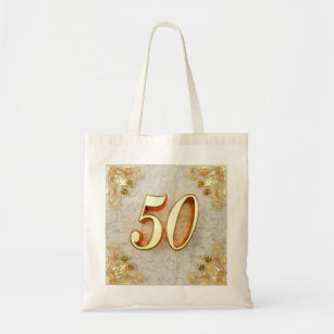 Elegant Black & Gold 50th Wedding Anniversary Tote Bag