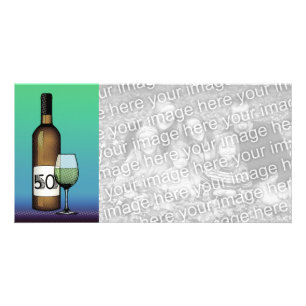 50th birthday or anniversary : wine bottle & glass card