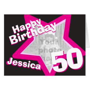 50th Birthday oversized custom photo card