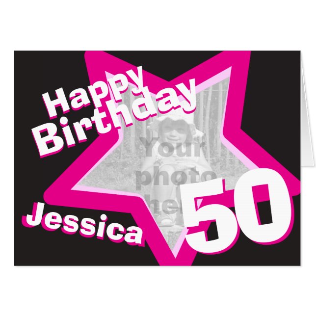 50th Birthday oversized custom photo card (Front Horizontal)