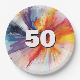 50th Birthday Paint Blast  Paper Plates