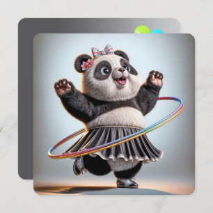 50th Birthday Panda Bear With Hula Hoop Invitation