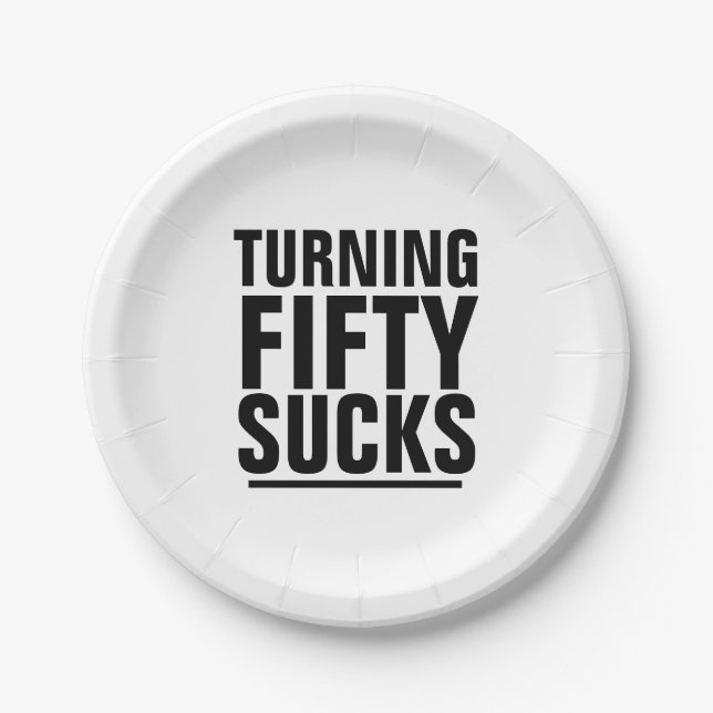 50TH BIRTHDAY PAPER PLATES, TURNING 50 SUCKS PAPER PLATES (Front)