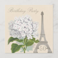 50th Birthday Paris Vintage White Hydrangea Flower