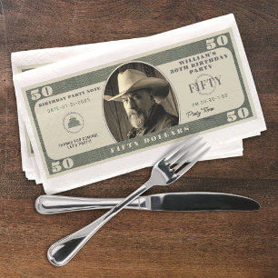 50th Birthday Party 50 Dollar Bill Paper Guest Towels