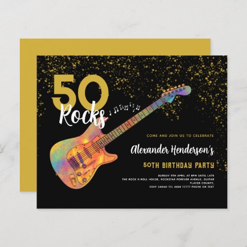 50th Birthday Party 50 Rocks Gold Glitter