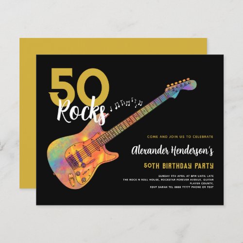 50th Birthday Party 50 Rocks Guitar Modern