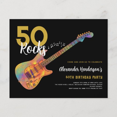 50th Birthday Party 50 Rocks Modern Budget Flyer