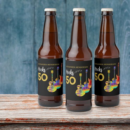 50th Birthday Party 50 Rocks Personalized Beer Bottle Label