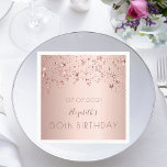 50th birthday party 50 rose gold stars drips pink napkins<br><div class="desc">A paper napkin for a girly and glamorous 50th birthday party table setting. A rose gold faux metallic looking background with elegant rose gold sparkling, dripping stars. The text: The name is written in dark rose gold with a modern hand lettered style script. Tempate for a date and age 50....</div>