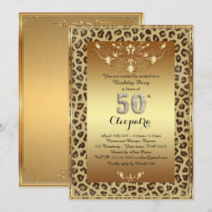 50th, Birthday Party 50th, Royal Cheetah gold plus Invitation