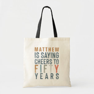 50th birthday party accessories and gifts tote bag