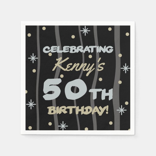 50th Birthday Party Add Your Name Napkins (Front)