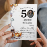 50th birthday party and whisky and drinks  invitation<br><div class="desc">Celebrate 50 remarkable years with this whiskey and drinks-themed birthday invitation! Featuring a sophisticated whiskey glass and a stylish drink design, this invitation is perfect for a celebration filled with good spirits and great company. Whether it’s a whiskey-tasting event or a casual gathering with friends and family, this design adds...</div>