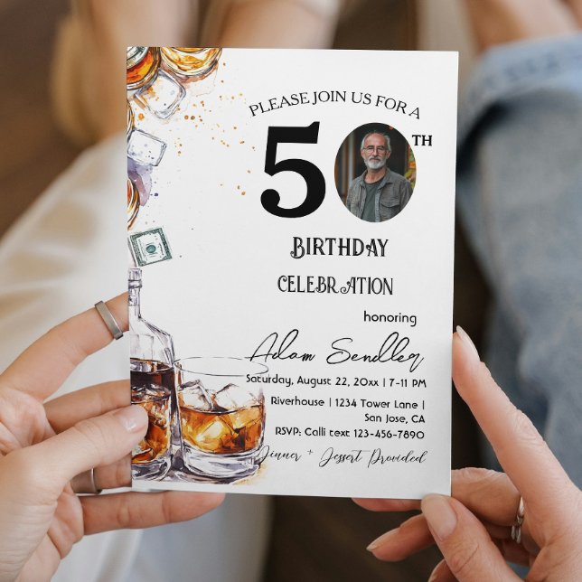 50th birthday party and whisky and drinks  invitation (Creator Uploaded)