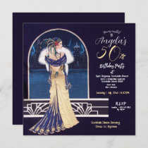 Black & Gold Art Deco 50th Birthday Invitation | Zazzle