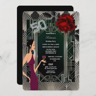 50th Birthday Party Art Deco Gatsby Elegant  Invitation