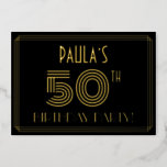 [ Thumbnail: 50th Birthday Party — Art Deco Style “50” + Name Invitation ]