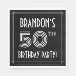 [ Thumbnail: 50th Birthday Party: Art Deco Style + Custom Name Napkins ]
