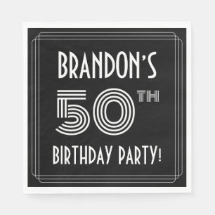 50th Birthday Party: Art Deco Style + Custom Name Napkins