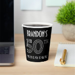 [ Thumbnail: 50th Birthday Party: Art Deco Style + Custom Name Paper Cups ]