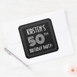 [ Thumbnail: 50th Birthday Party: Art Deco Style & Custom Name Sticker ]