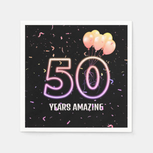 50th Birthday Party Balloons and Confetti Napkins