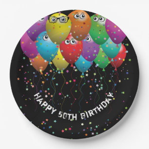 50th Birthday Party Balloons with eyeballs Paper Plates